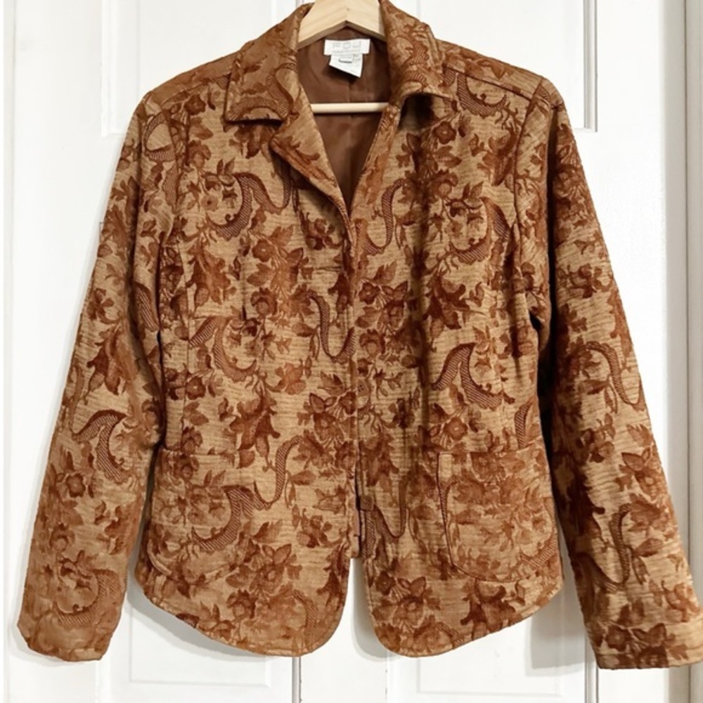 FBU  Brocade Jacket S Floral Tapestry Blazer French Blazer Sz M